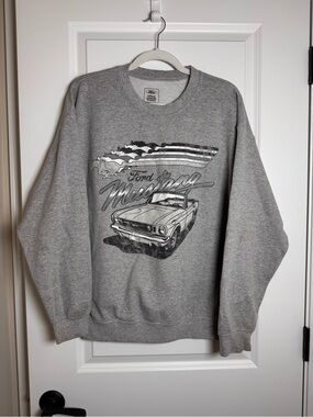 Ford Gray Graphic Mustang Crewneck Sweatshirt